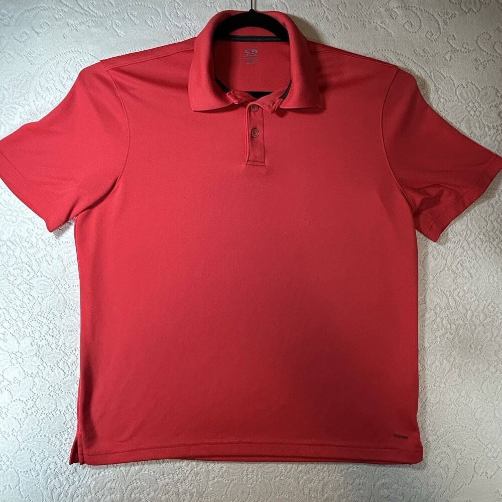 Champion Polo Shirt Mens Size XL-TG Red Duo Dry Short Sleeve Collar Button Golf